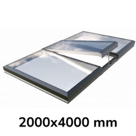 2000 x 4000 mm Electric Opening Glass Link Modular Skylight (2 Fixed 1 Opening).