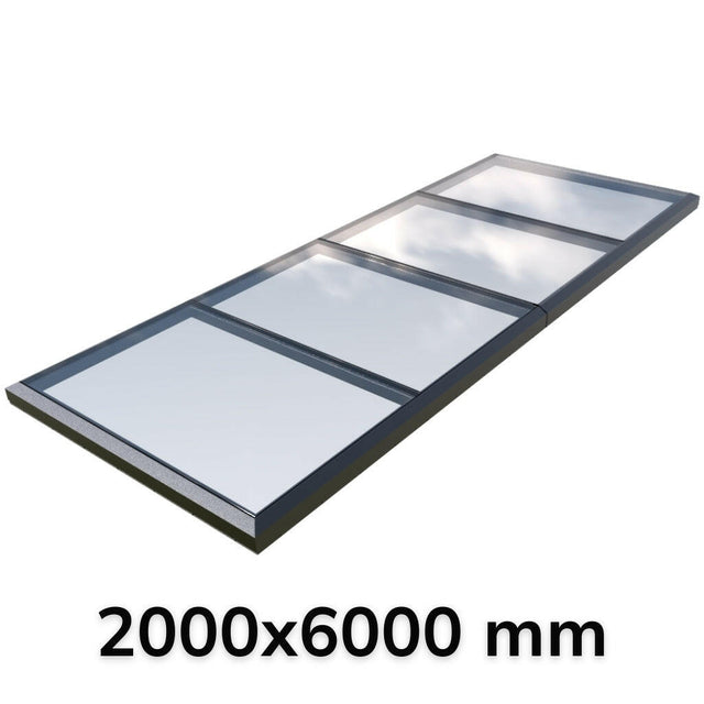 2000 x 6000 mm Fixed Glass Link Modular Skylight (2 Fixed 0 Opening).