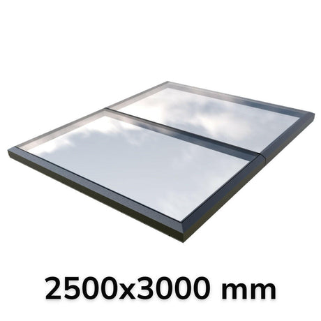 2500 x 3000 mm Fixed Glass Link Modular Skylight (2 Fixed 0 Opening).