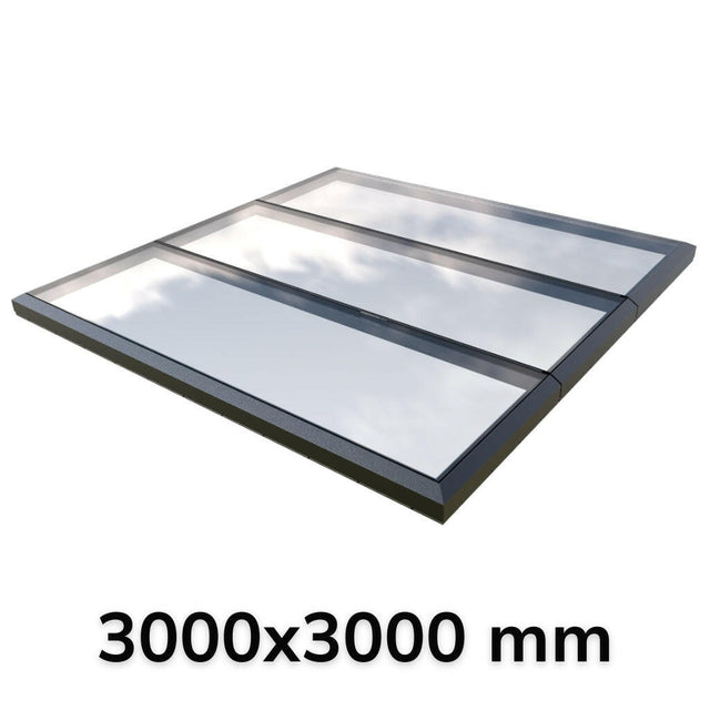 3000 x 3000 mm Fixed Glass Link Modular Skylight (3 Fixed 0 Opening).