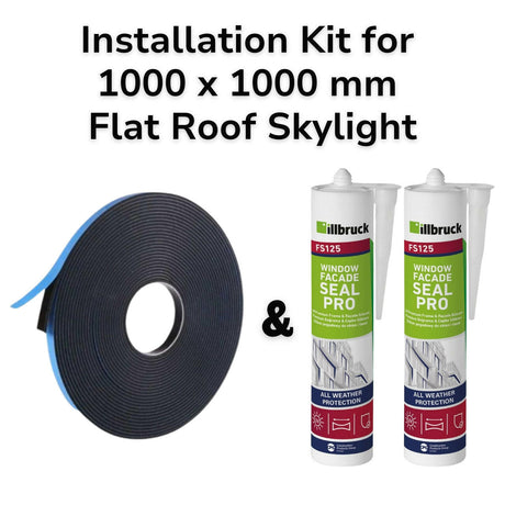 1000 x 1000 mm Flat Roof Skylight Installation Kit.