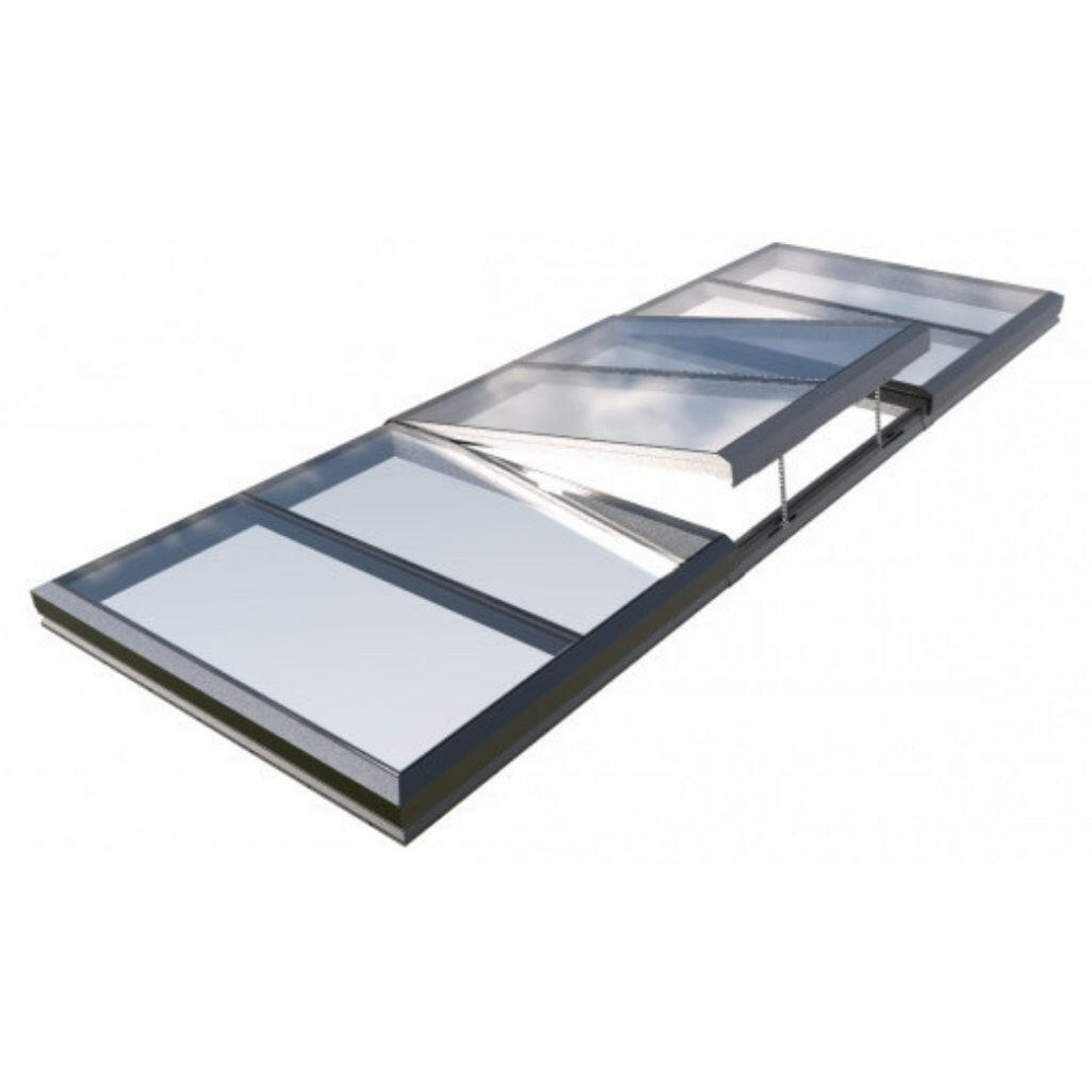 2000 x 5500 mm Electric Opening Glass Link Modular Skylight (2 Fixed 1 Opening).