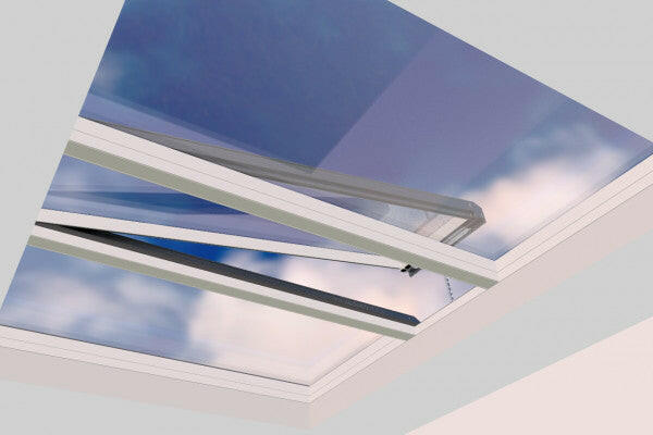 2500 x 3500 mm Electric Opening Glass Link Modular Skylight (2 Fixed 1 Opening).