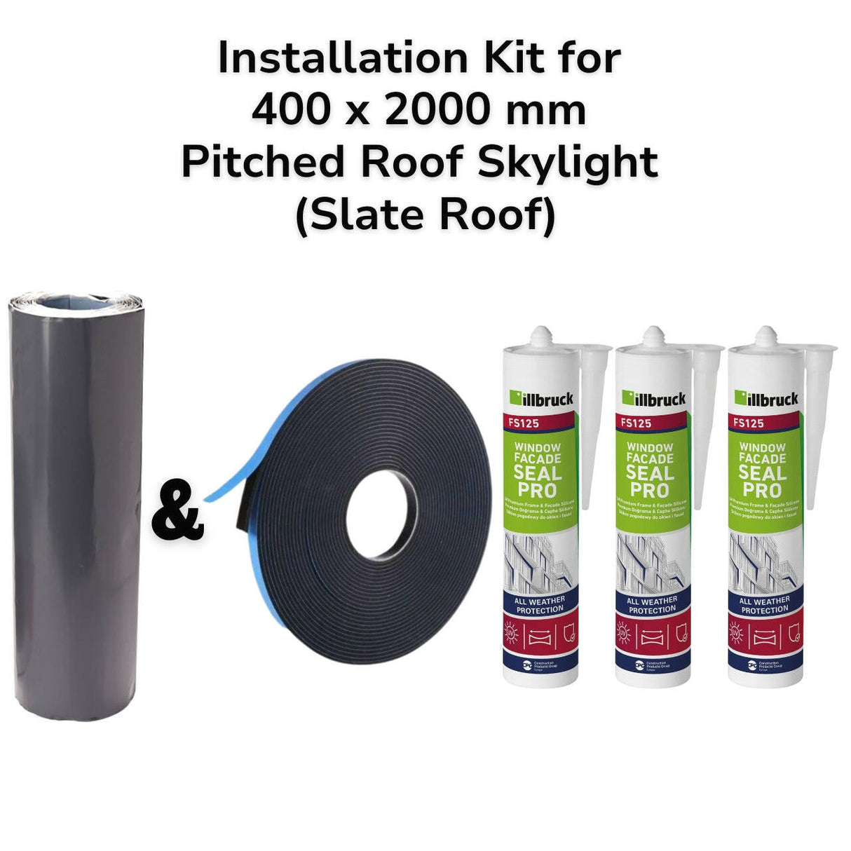 400 x 2000 mm Pitched Roof Skylight (Slate Roof) Installation Kit.