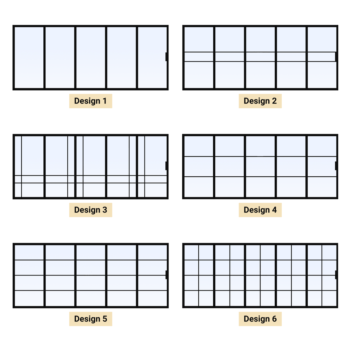 Custom Size 5 Panel Bi-Fold Steel Door