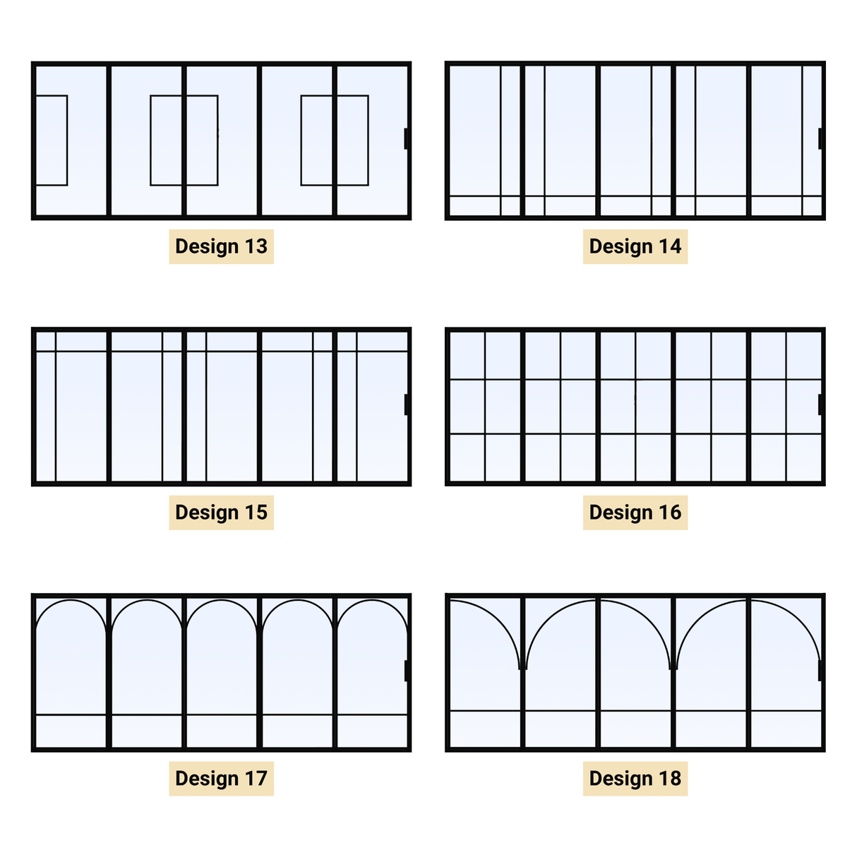 Custom Size 5 Panel Bi-Fold Steel Door