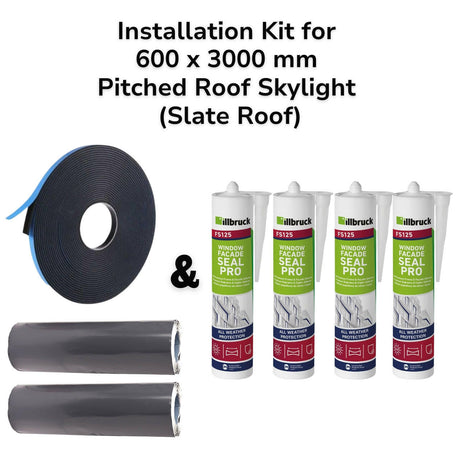 600 x 3000 mm Pitched Roof Skylight (Slate Roof) Installation Kit.