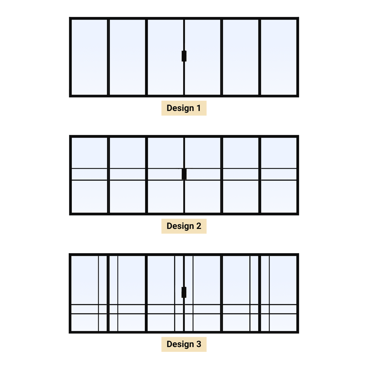 Stalen vouwdeur met 6 panelen op maat