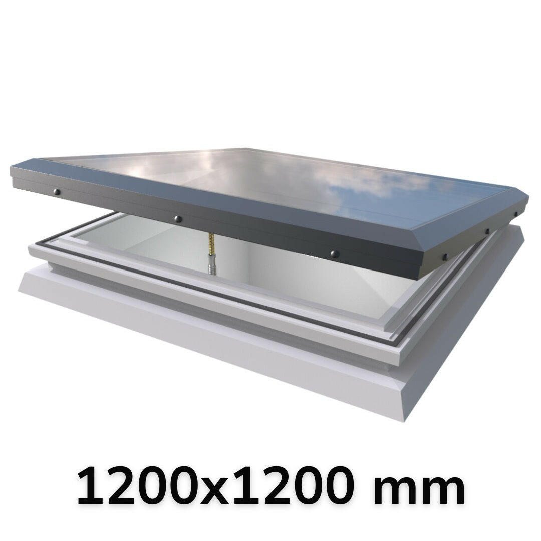 1200 x 1200 mm Brett Martin Manual Opening Flat Roof Skylight.
