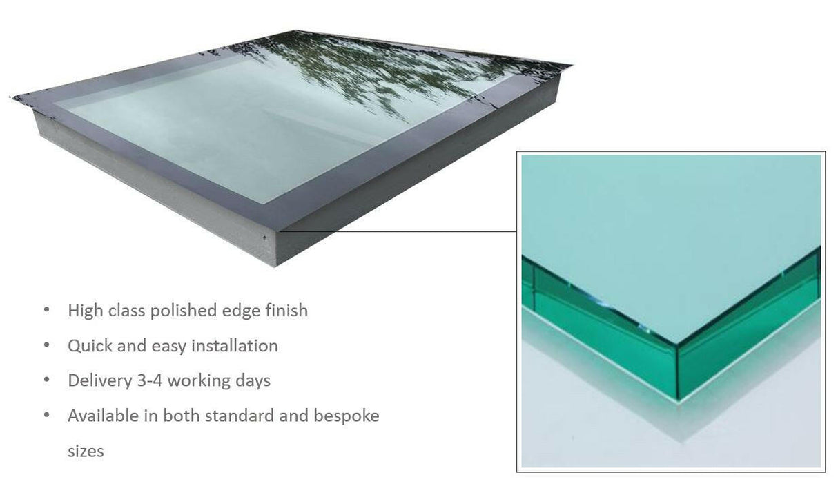 600 x 1800 mm LD Frameless Triple Glazed Flat Roof Skylight.
