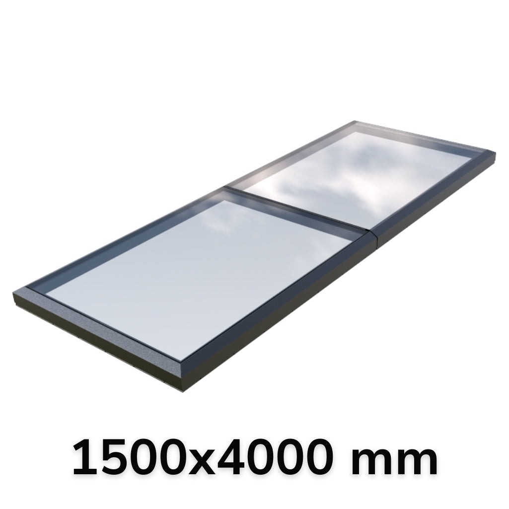 150 x 400 cm Vast modulair daklicht (2 vaste 0 openingen)