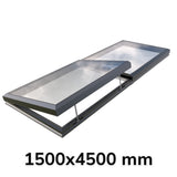 150 x 450 cm Modulaire daklicht met elektrische opening (1 vaste 1 opening)