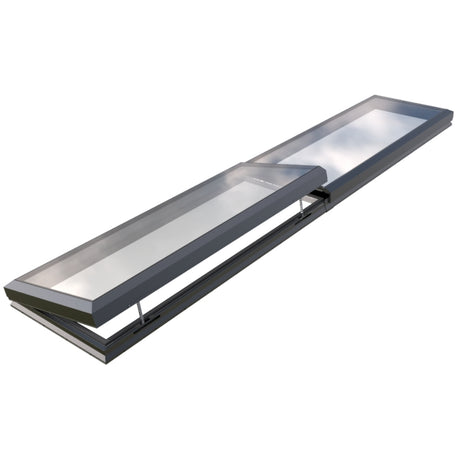 100 x 550 cm Modulaire daklicht met elektrische opening (1 vaste 1 opening)