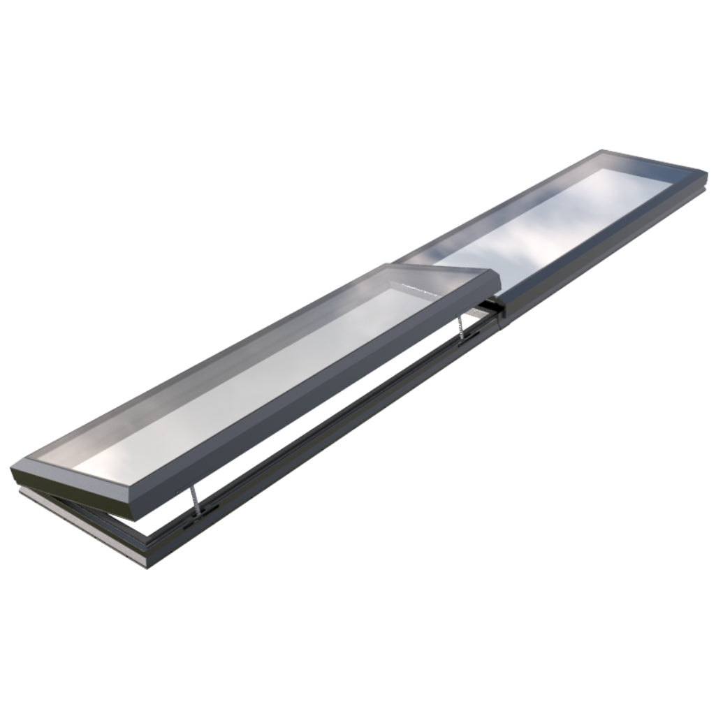 100 x 600 cm Modulaire daklicht met elektrische opening (1 vaste 1 opening)
