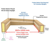 800 x 1000 mm Insulated Upstand for Flat Roof Skylight.