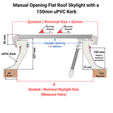 1000 x 1000 mm Brett Martin Manual Opening Flat Roof Skylight.