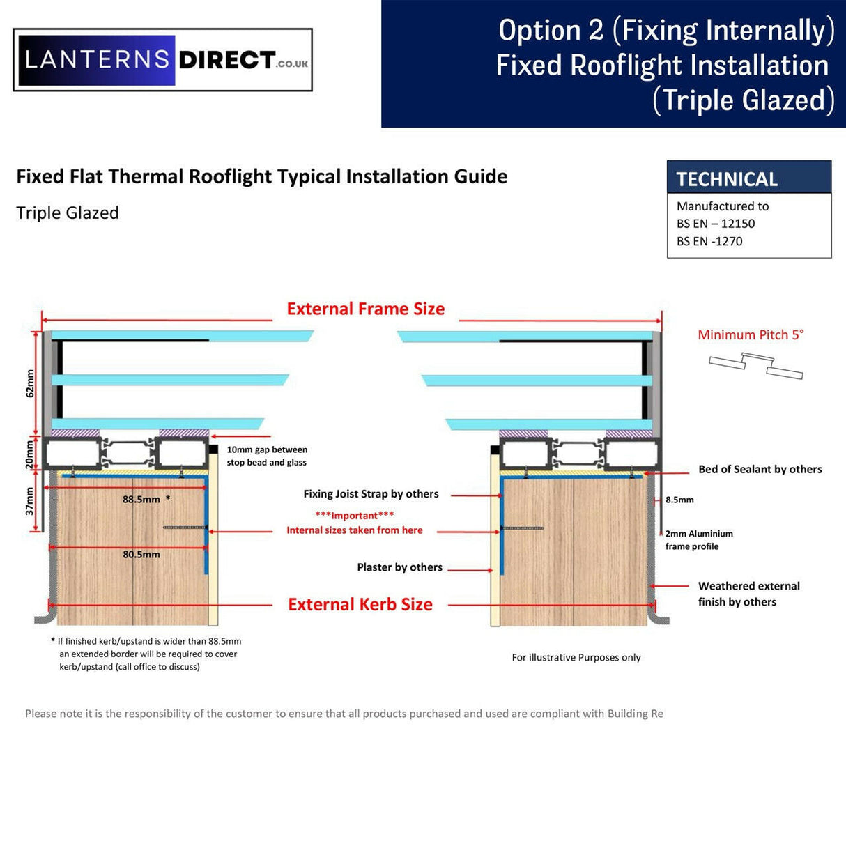 1200 x 1800 mm LD Framed Pitched Roof Skylight.