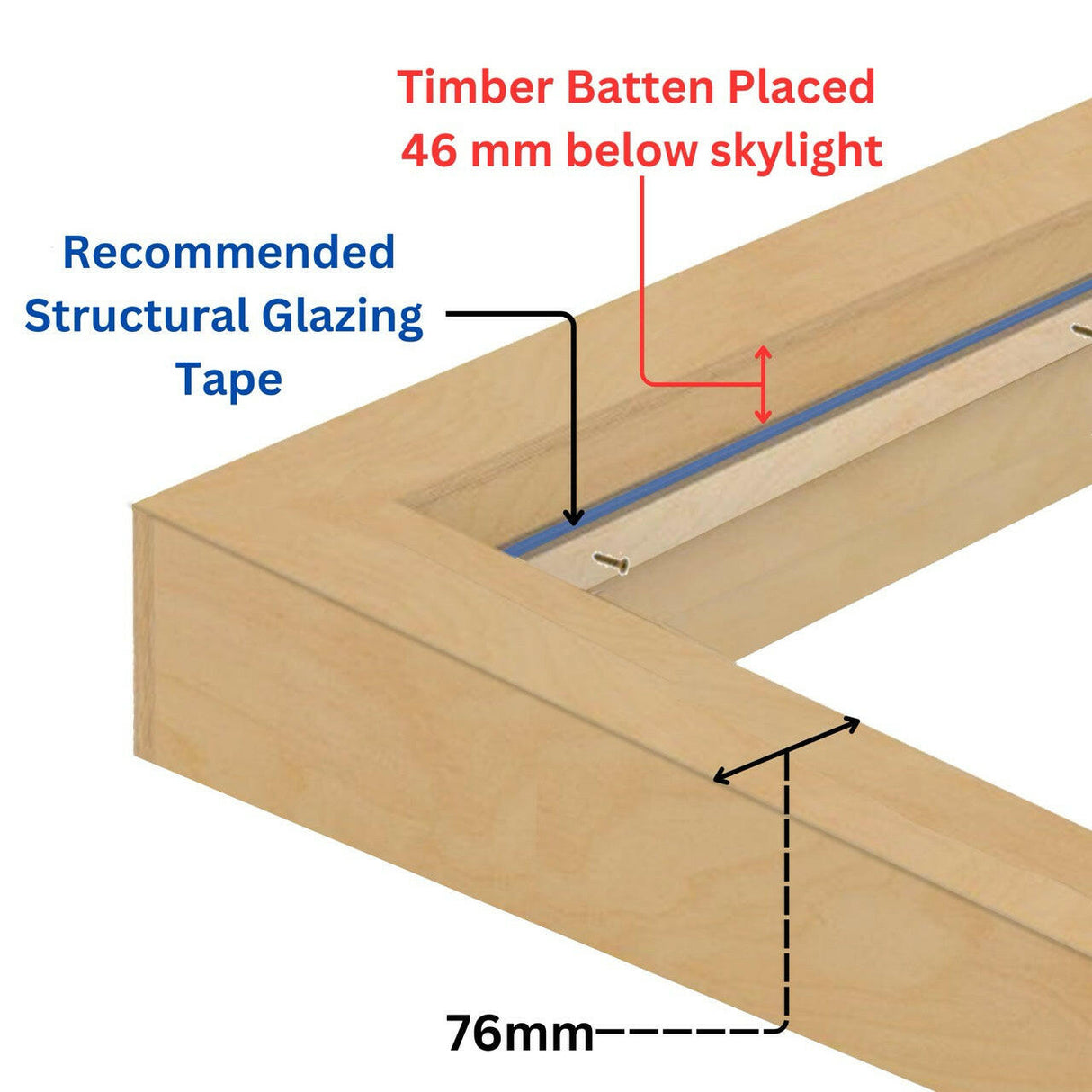 1200 x 2000 mm Insulated Upstand for Flat Roof Skylight.