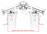 1500 x 3000 mm Stratus Aluminium Roof Lantern Style 3 (Traditional).