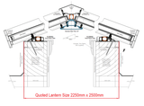 2250 x 2500 mm Stratus Aluminium Roof Lantern Style 4 (Traditional).