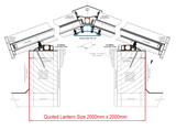 2000 x 2000 mm Stratus Aluminium Roof Lantern Style 8 (Pyramid).